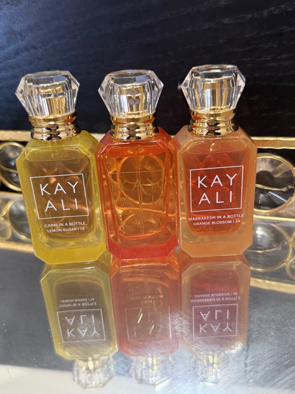 KAYALI Travel Fragrance Trio - capri in a bottle, Eden sweet peach, Marrakesh